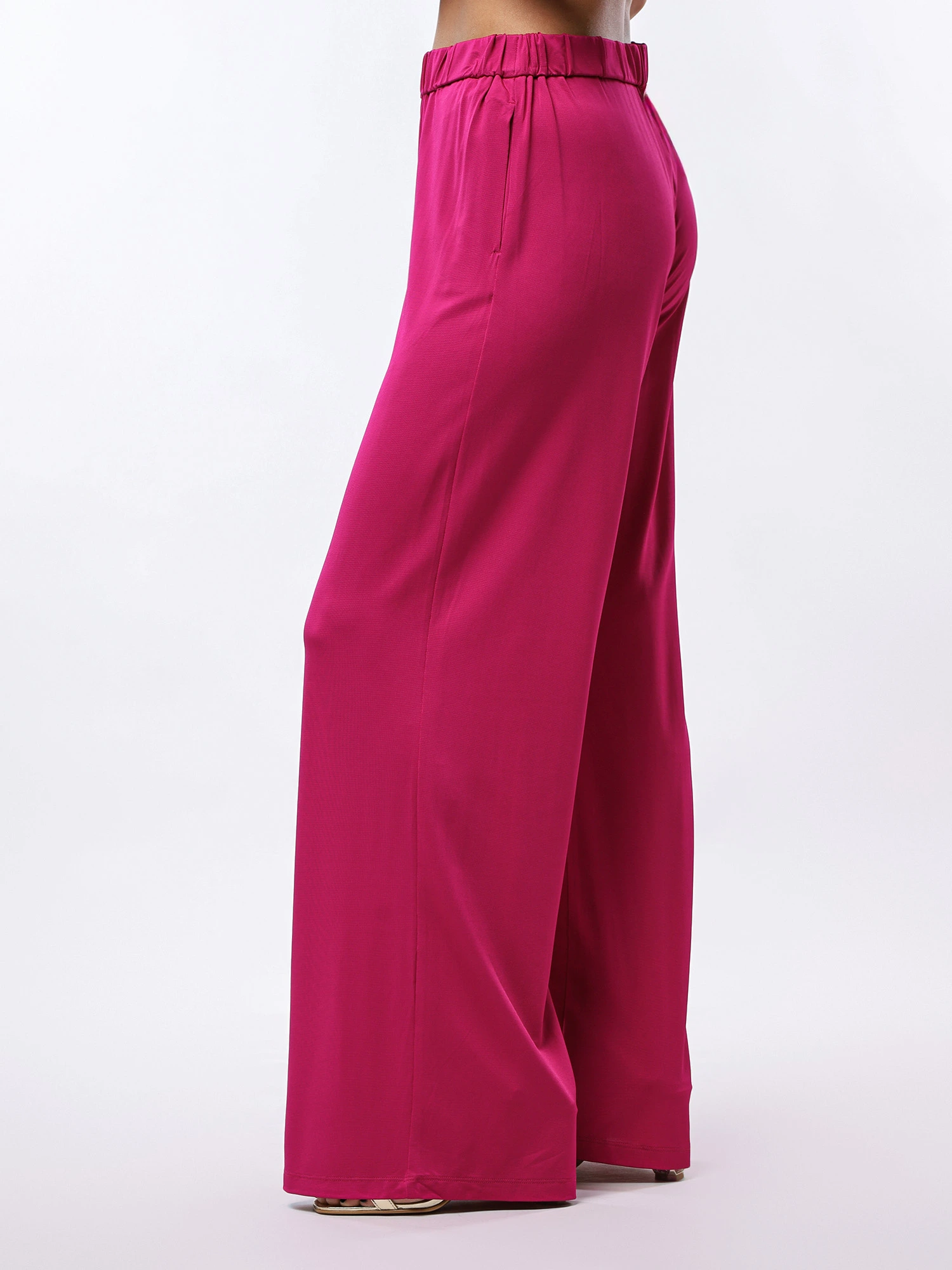 Брюки трикотажные цвета фуксии с эластичным поясом